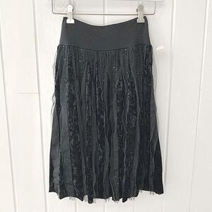 Vintage Black Velvet Ruffle Sequin Skirt